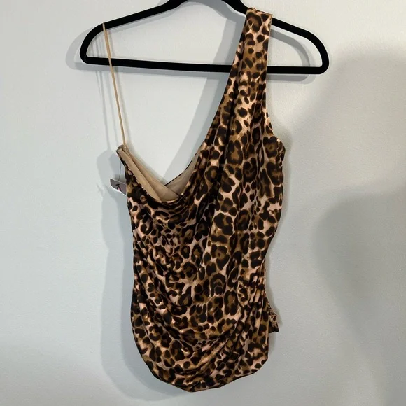Sofia Vergara‎ One-Shoulder Top plus size XXL Leopard Print - Picture 3 of 7